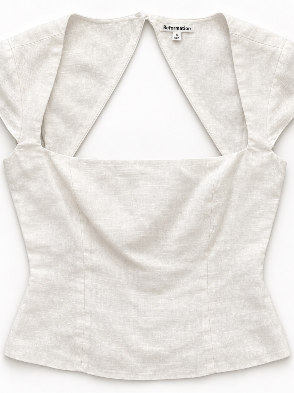 Reformation Cream Square-Neck Linen Camisole